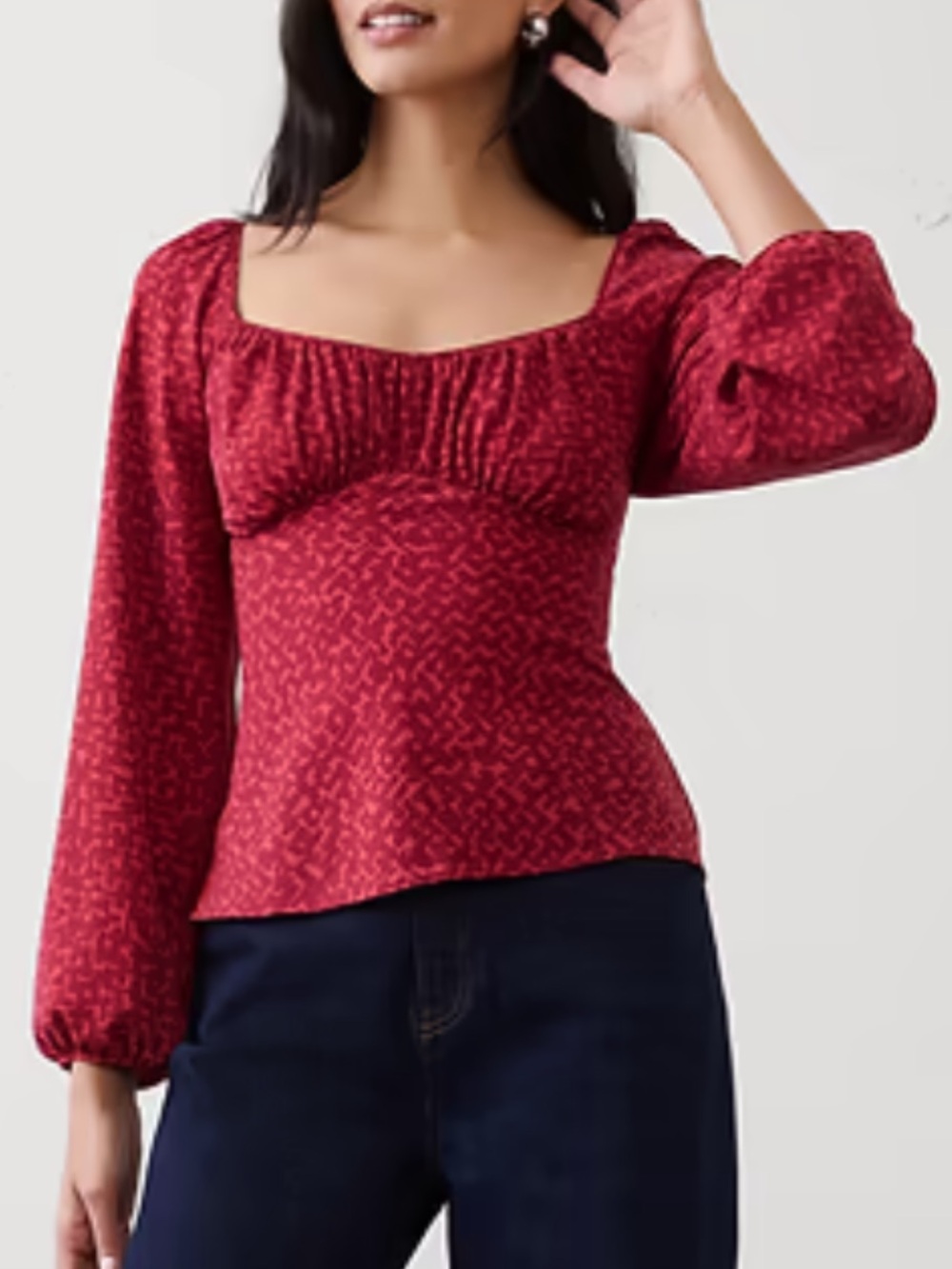 NWT Banana Republic Factory red print milkmaid top 14